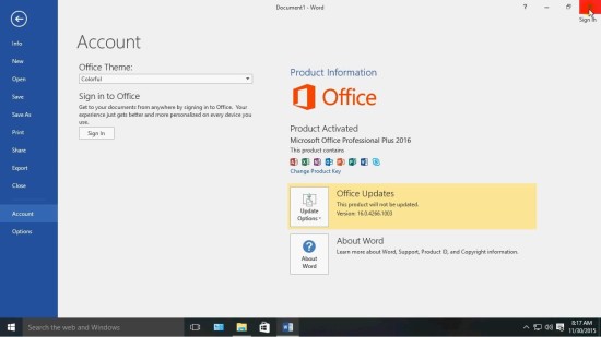 Activated MS Office 2016